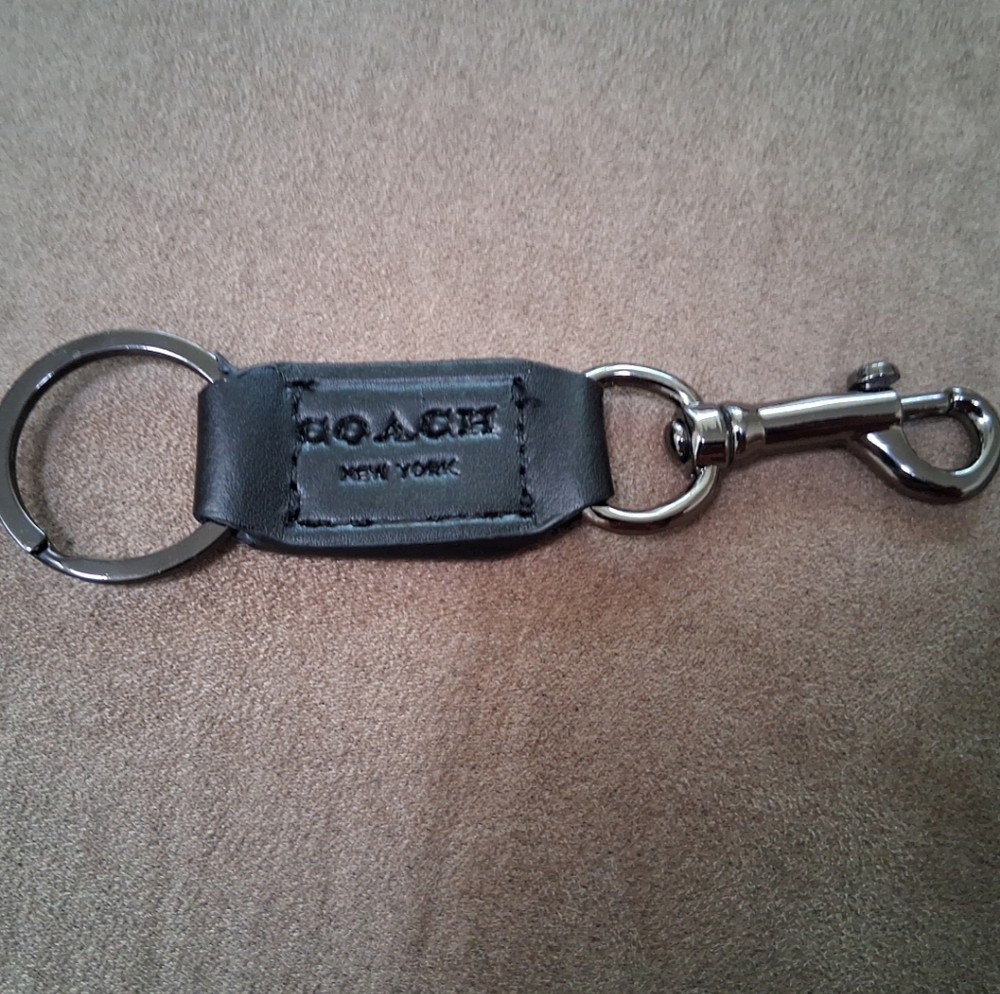 Coach Black Leather Key Chain New With Out Tags